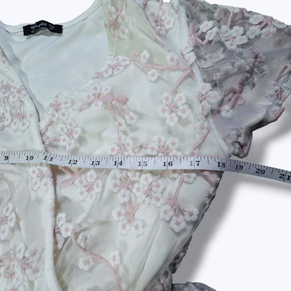 Cherry Blossom Embroidered Dress White Floral Romantic Garden Cottage Feminine M - Picture 8 of 9